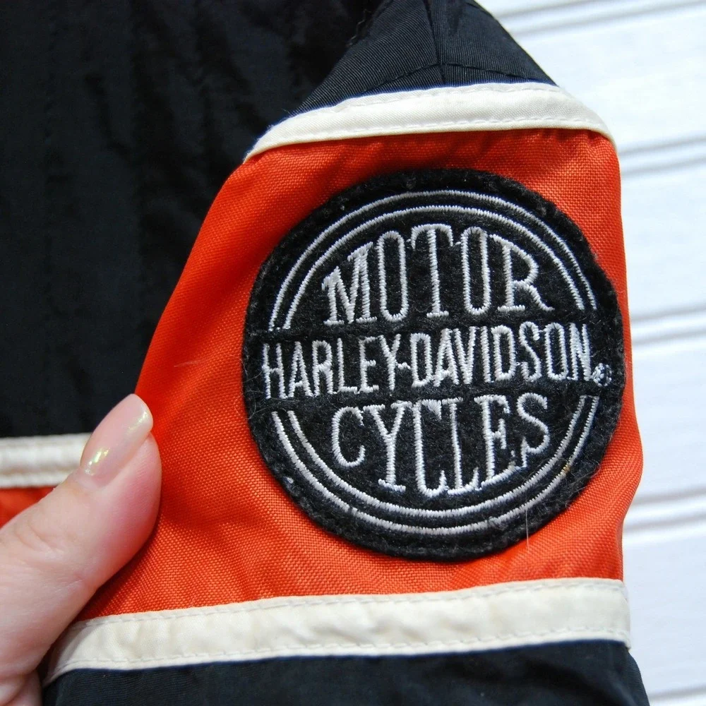 Vintage Harley Davidson Motorcycle jacket Kids Youth Medium Y2K Nylon Zip-up